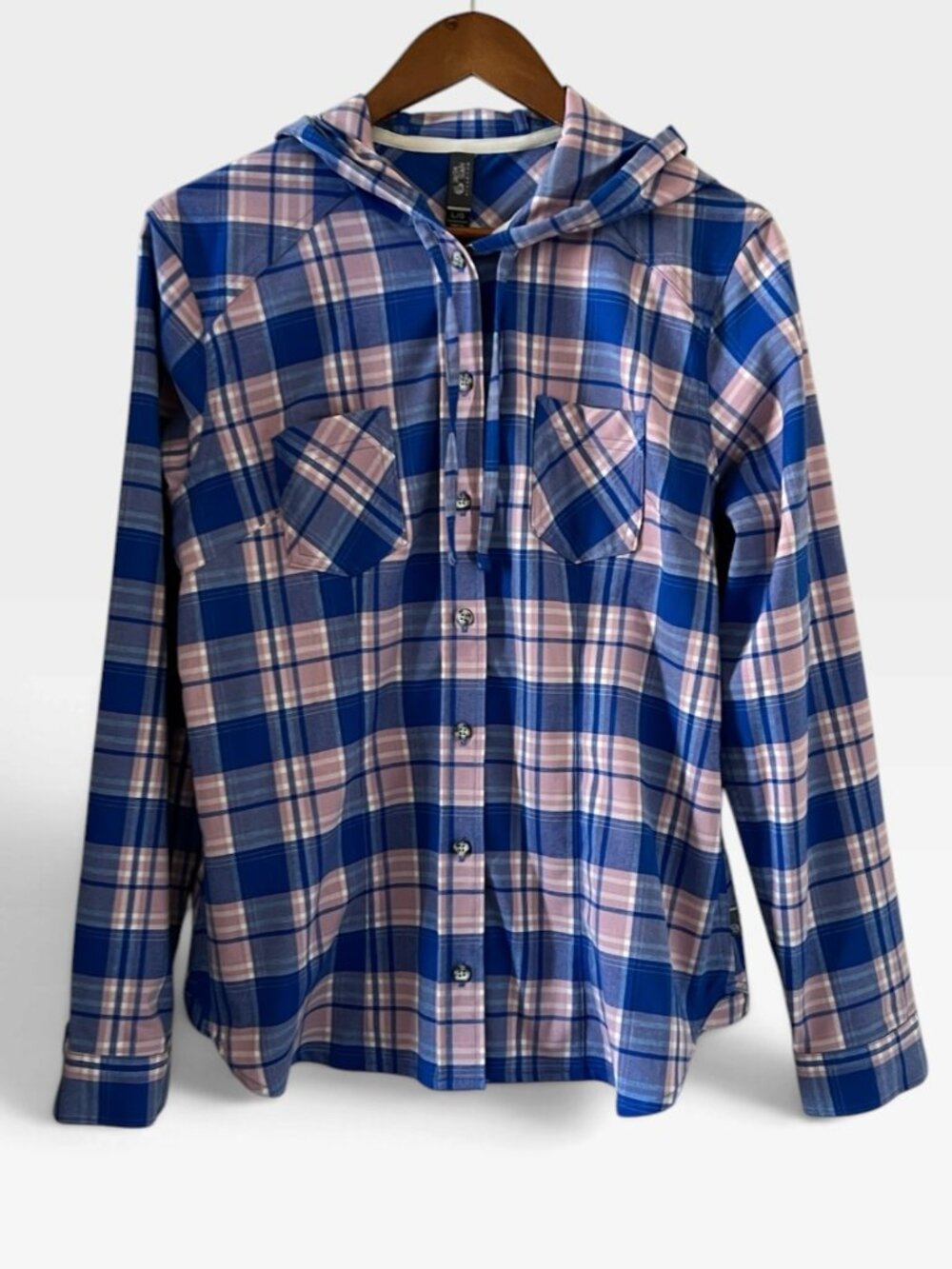 Mountain Hardwear Button Front Hooded Plaid Shirt Size L